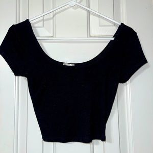 Bozollo cropped, deep scoop neck tee. Size small, never worn!